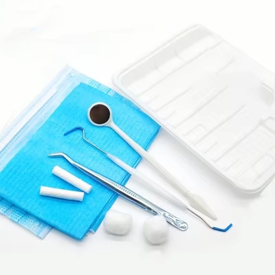 ชุดเครื่องมือทันตกรรมแบบใช้แล้วทิ้งพร้อมกระจก/แหนบ/โพรบ/ผ้าคลุม/ถาด ชุดตรวจฟันราคาดี