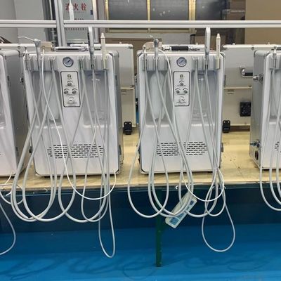 ชุดทันตกรรมเคลื่อนที่ Anzhe พร้อมที่วางเครื่องมือ 4 ชิ้น ระบบยูนิตทันตกรรมแบบพกพาพร้อมเครื่องอัดอากาศในตัว