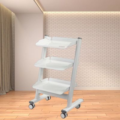 รถเข็นเครื่องมือทันตกรรมน้ำหนักเบา 3 ชั้น รถเข็นอุปกรณ์ทันตกรรมโลหะพร้อมเต้ารับ รถเข็นเครื่องมือแพทย์