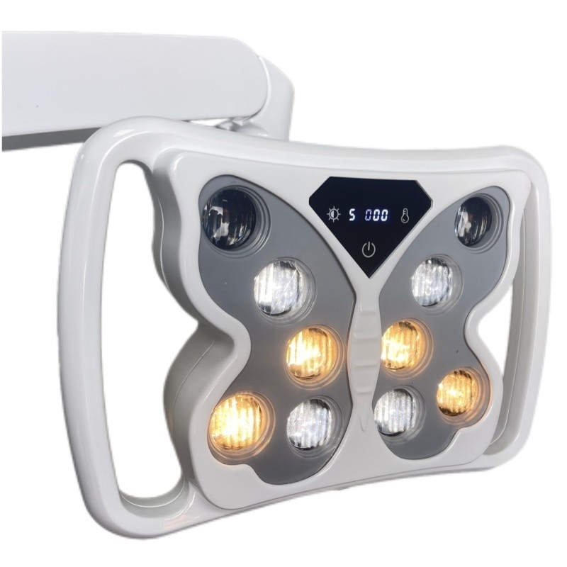 โคมไฟปฏิบัติการทางทันตกรรม 70000 LUX 10 หลอดไฟ รูปทรงผีเสื้อ โคมไฟผ่าตัดสำหรับหน่วยทันตกรรม