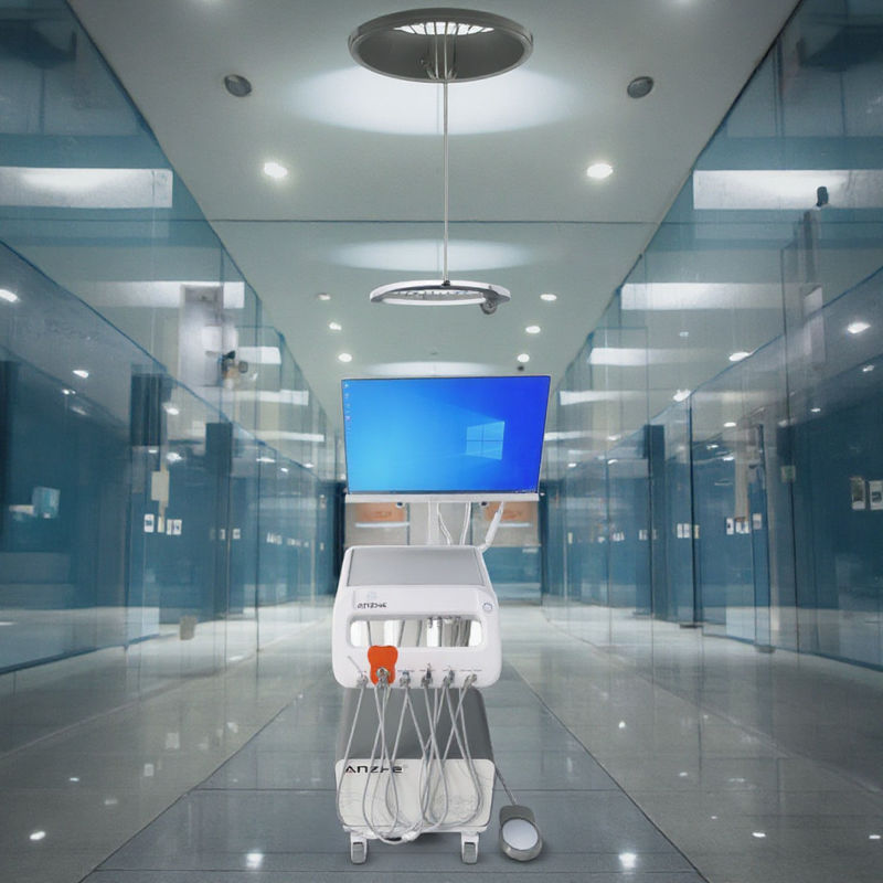 ถาดเครื่องมือทันตกรรม รถเข็นผ่าตัดทันตกรรมเคลื่อนที่ สำหรับสัตวแพทย์ รถเข็นรักษาฟันสัตว์เลี้ยง พร้อมเครื่องอัดอากาศ