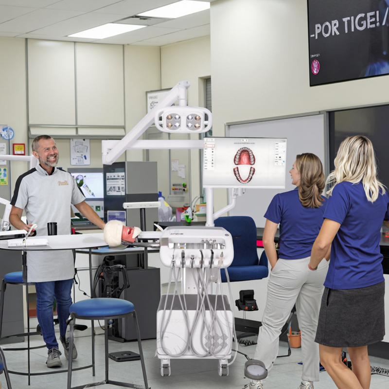 ระบบจำลองการฝึกอบรมช่องปากสำหรับวิทยาลัย ระบบการฝึกอบรมจำลองทางทันตกรรมขั้นสูงพร้อมคอมเพรสเซอร์ ไฟผ่าตัด