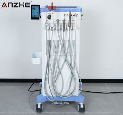 Portable Veterinary Dental Unit with Micro Motor LED Handpiece Ultrasonic Scaler Curing Light Oil-Free Air Compressor Mobile Pet Dental Cart Dental Equipment for Veterinary Clinic