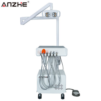 หน่วยทันตแพทย์แบบพกพาที่มีหลอดไฟ LED ประกอบด้วยระบบดูดอากาศเครื่องปรับอากาศ เครื่องปรับแสง Ultrasonic Scaler การรักษาแสง อุปกรณ์ทันตแพทย์มือถือสําหรับคลินิกทันตแพทย์