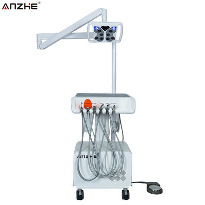 หน่วยทันตแพทย์แบบพกพาที่มีหลอดไฟผิวขาว LED กระพริบ สะดวกอากาศ Ultrasonic Scaler LED การรักษาแสง ระบบดูด ฐานทํางานทันตแพทย์มือถือสําหรับคลินิกทันตแพทย์