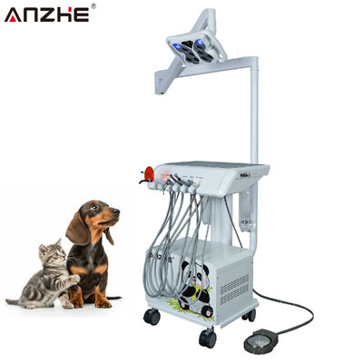 Portable Veterinary Dental Unit with Butterfly Dental Lamp Mobile Veterinary Dental Workstation with Built In Air Compressor Scaler Curing Light and Suction System