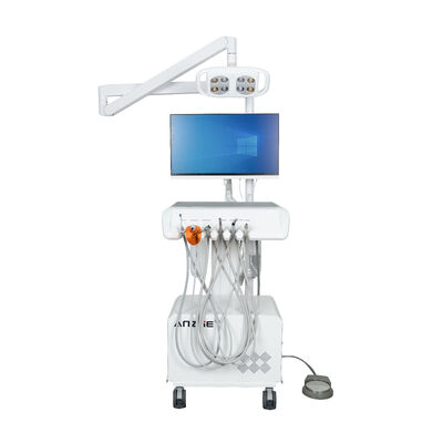 Portable Dental Unit with LED Dental Lamp Mobile Treatment Trolley Cart Built-in Air Compressor Suction System
