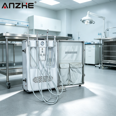 ANZHE Dental Unit Suitcase Top Configuration Mobile Dental Unit with Built in 550W Air Compressor for Dental and Vet Clinic