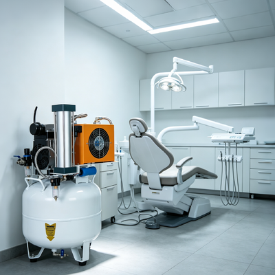 40L Silent Oil Free Dental Air Compressor with Dryer 55dB Low Noise for Dental Clinics