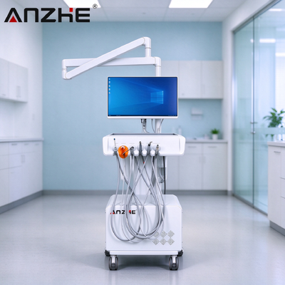 Portable Mobile Dental Delivery System Dental Treatment Trolley With Built In Air Compressor Suction And LED Lamp